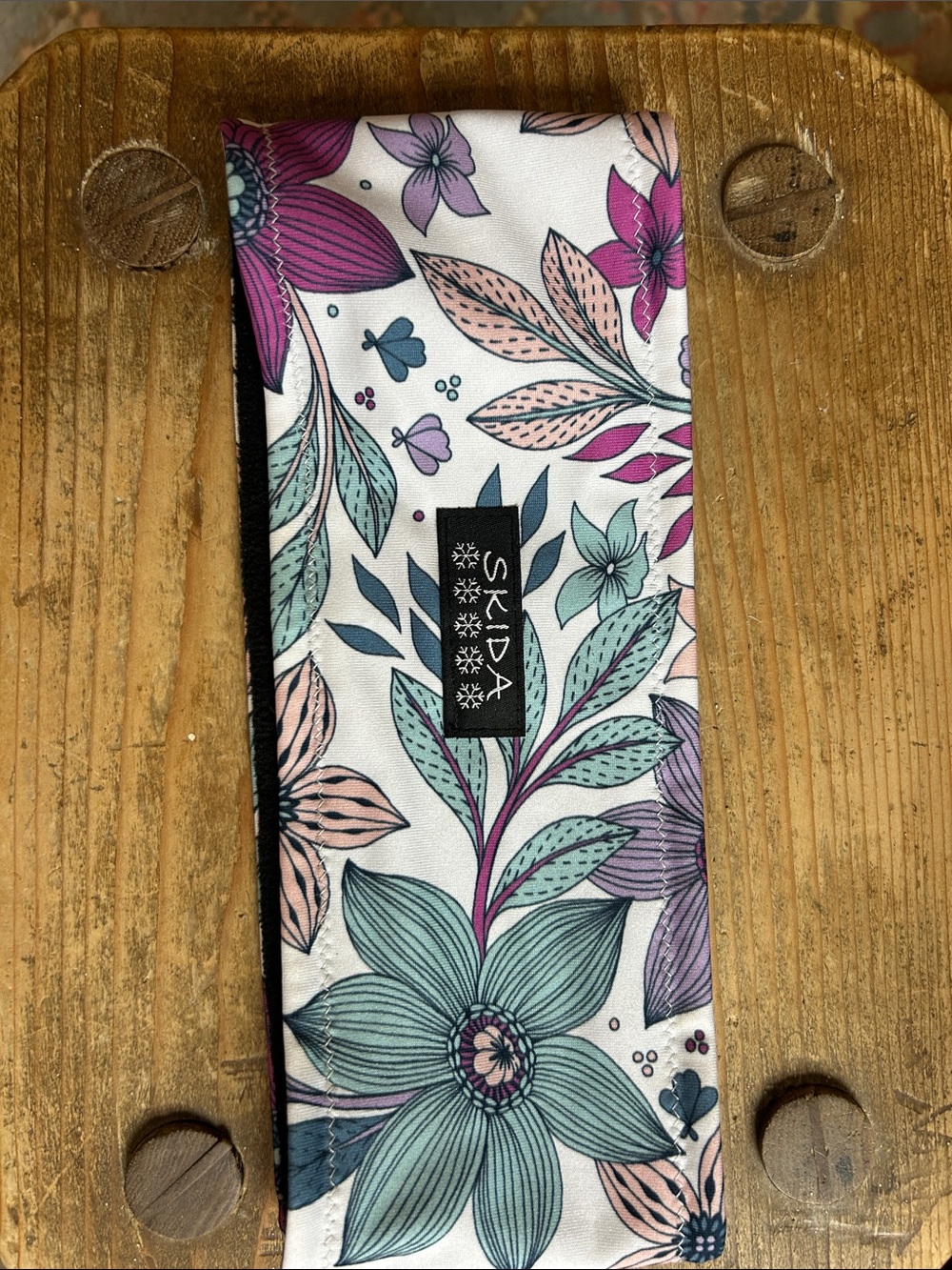 Skida Floral Performance Headband in Teal & Pink